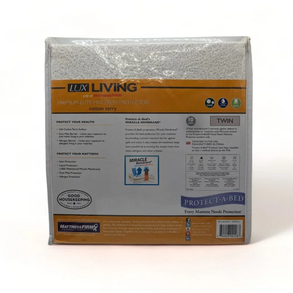 NEW Lux Living Premium Elite Twin Mattress Protector Cotton Terry Waterproof
